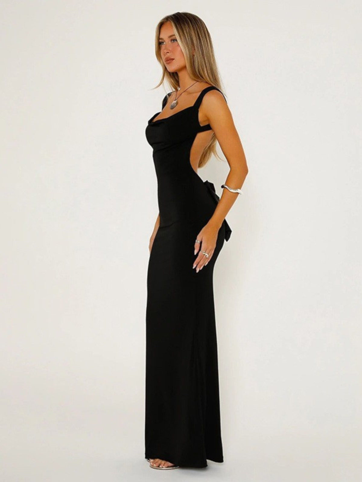Sienna Satin Bow-Back Maxi Dress