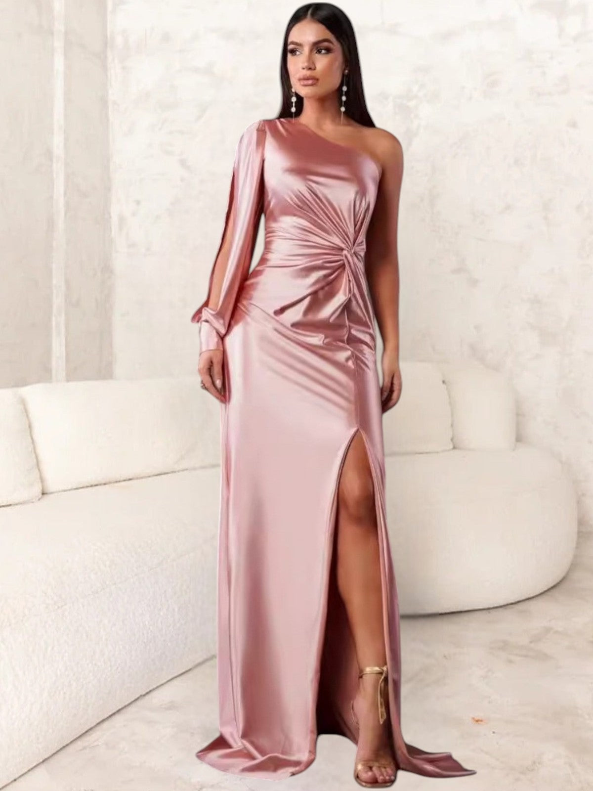 Latina One-Shoulder Ruched Maxi Dress