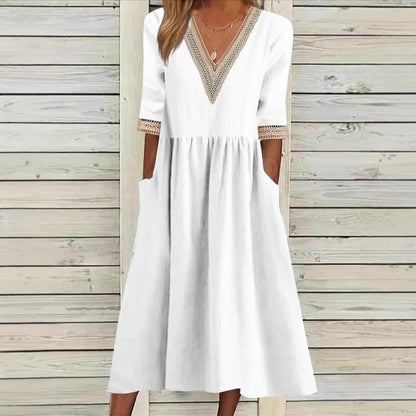 Olivia | Lace Collar Mid-Length Dress