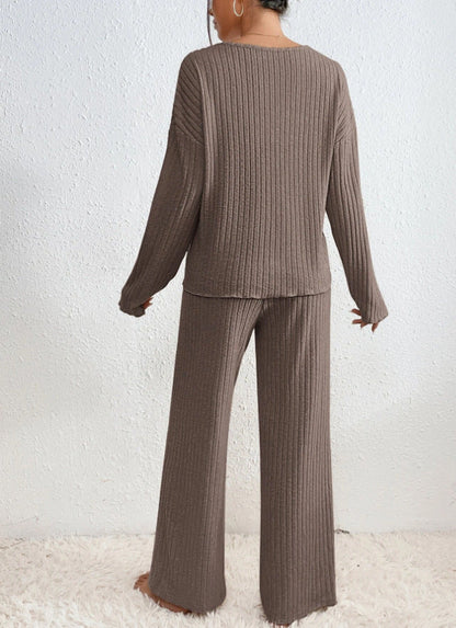 Stella - V-Neck Ribbed Knit Lounge Set