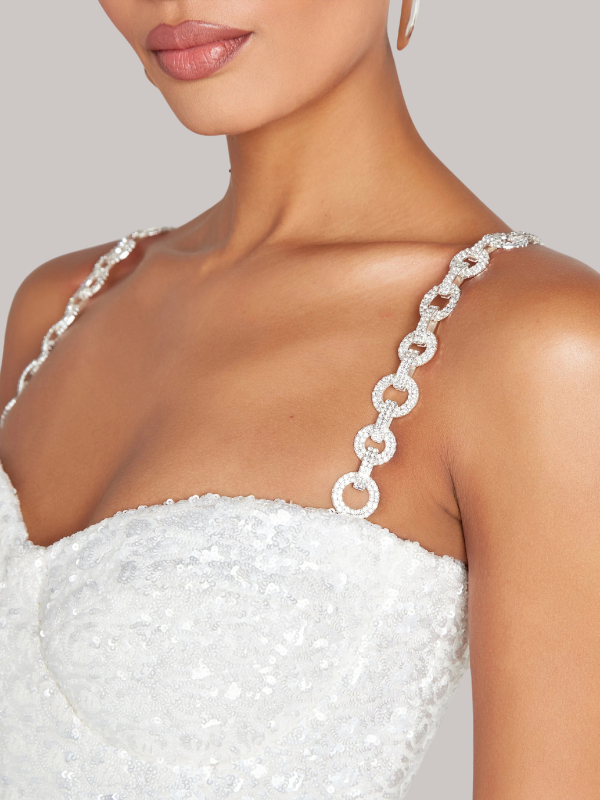 Elizabeth - Women’s Strapless Glitter Jumpsuit with Waist Belt