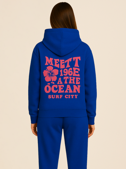 Mila - Comfy Oversized Tracksuit with Surf City Back Print