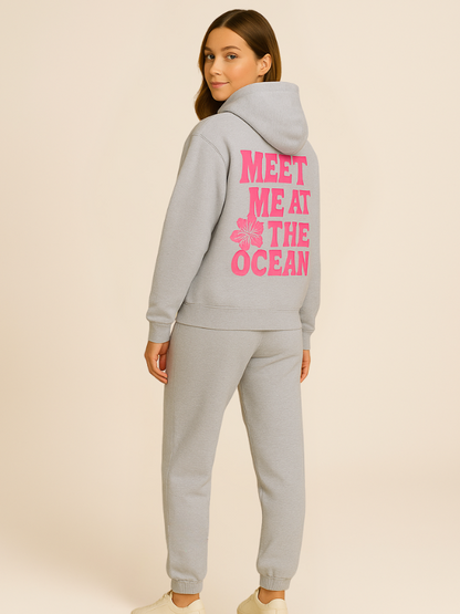 Mila - Comfy Oversized Tracksuit with Surf City Back Print