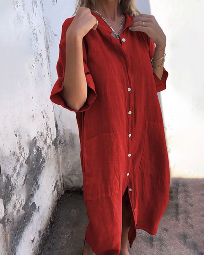 MEIVA | Cotton Linen Shirt Long Dress