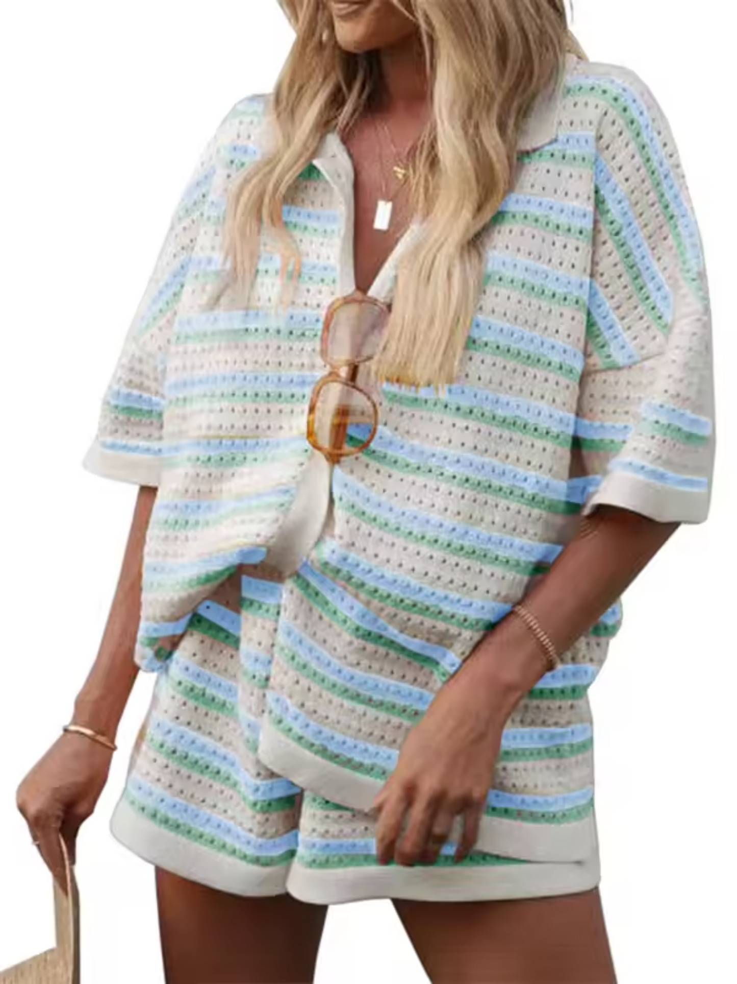 Delaney - Two-Piece Set Striped Loose Fit Summer Clothes Women's Clothing