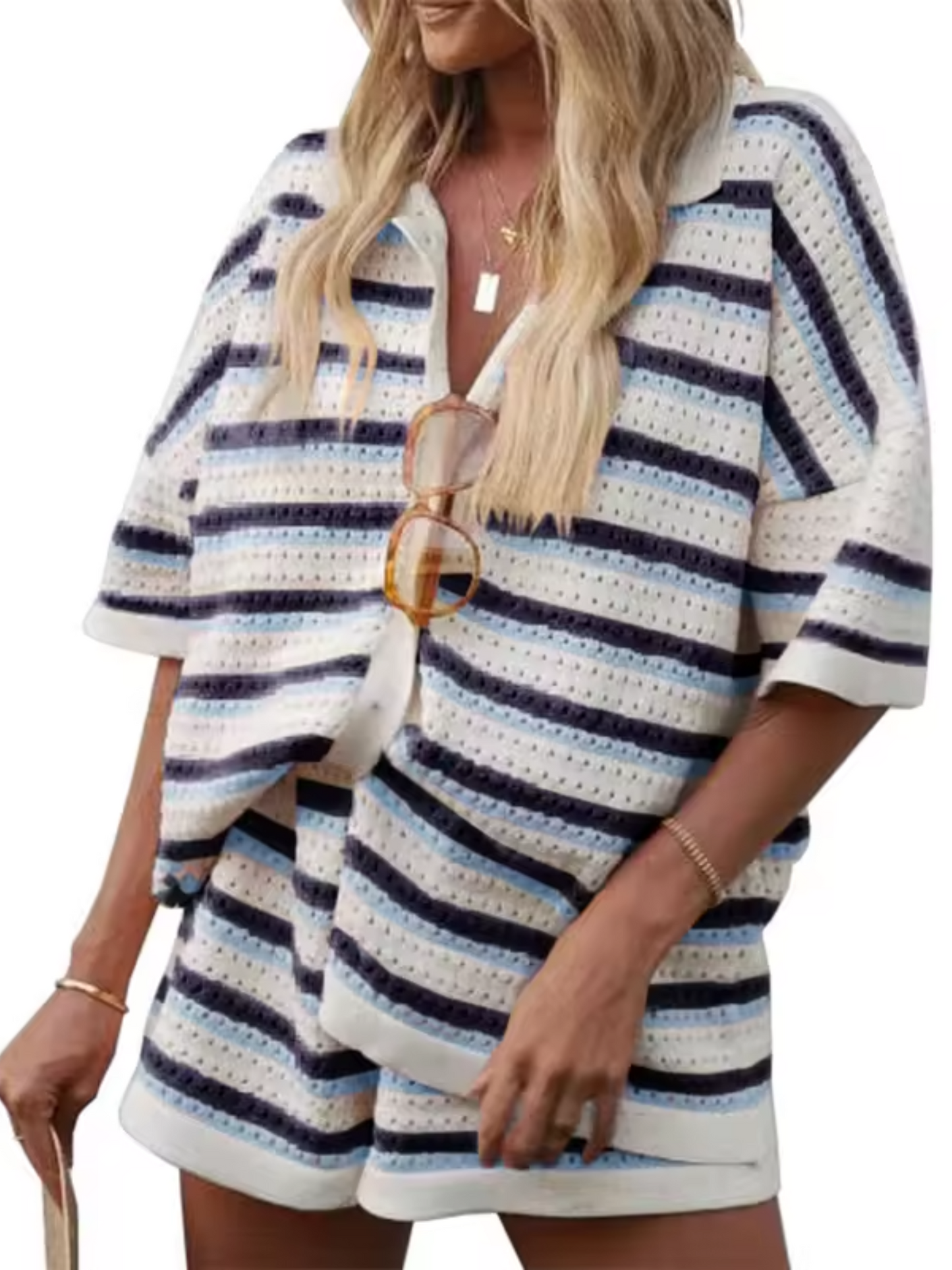 Delaney - Two-Piece Set Striped Loose Fit Summer Clothes Women's Clothing