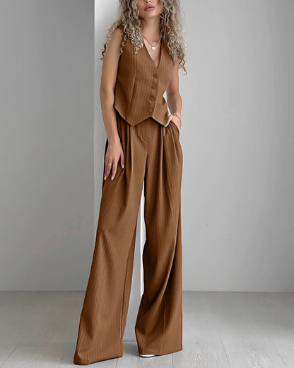 Grace - Pinstriped Vest and Trousers Set