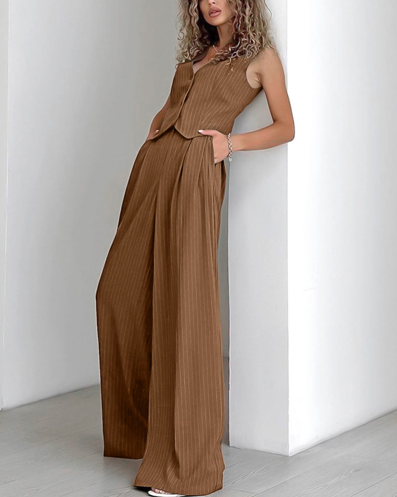 Grace - Pinstriped Vest and Trousers Set