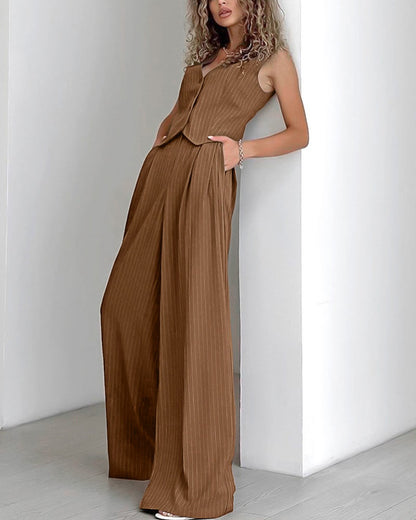 Grace - Pinstriped Vest and Trousers Set