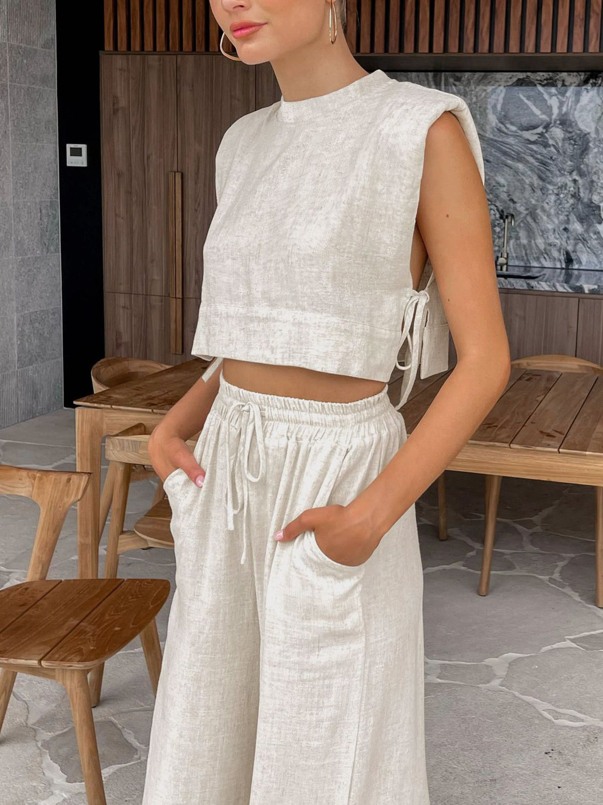 Lira Linen Wide-Leg Two-Piece Set