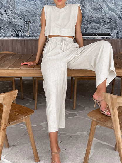 Lira Linen Wide-Leg Two-Piece Set