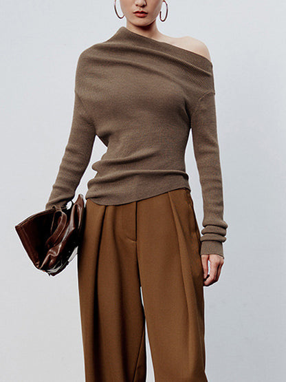 Mira Asymmetric Caramel Knit Top