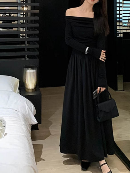 Allegra Off-Shoulder Cross Strap Maxi Dress