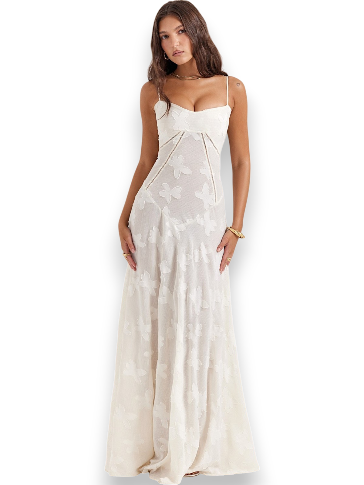 Amara Blossom White Floral Vintage Gown