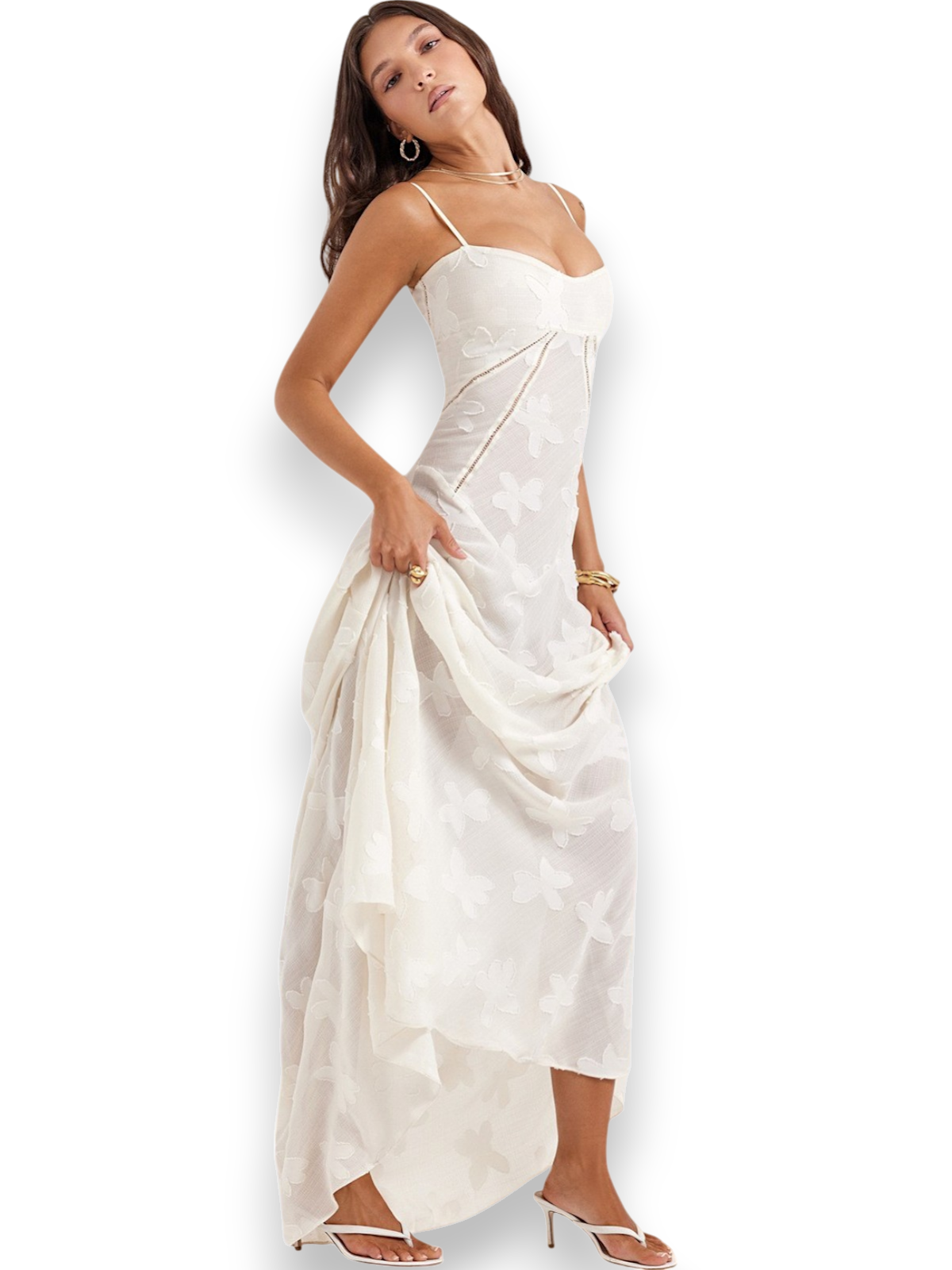 Amara Blossom White Floral Vintage Gown