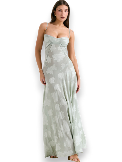 Amara Blossom Green Floral Vintage Gown