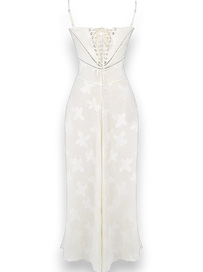 Amara Blossom White Floral Vintage Gown