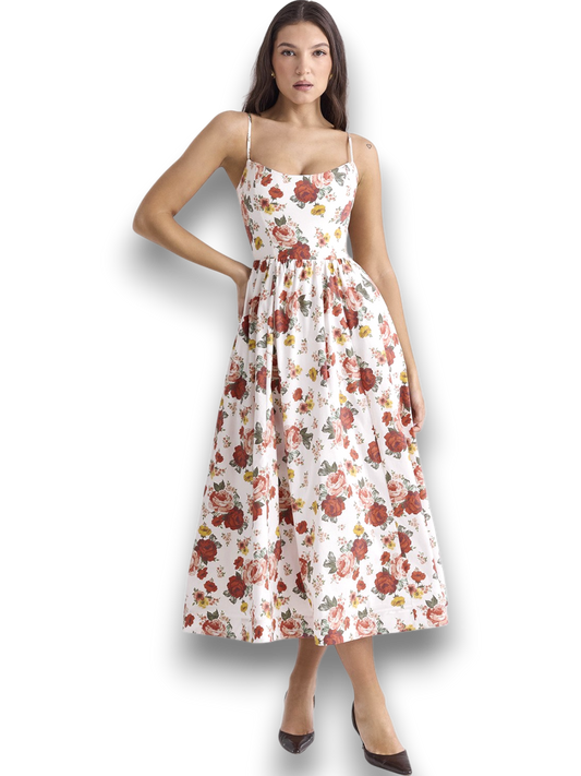Clara Vintage Floral Italian Maxi Dress