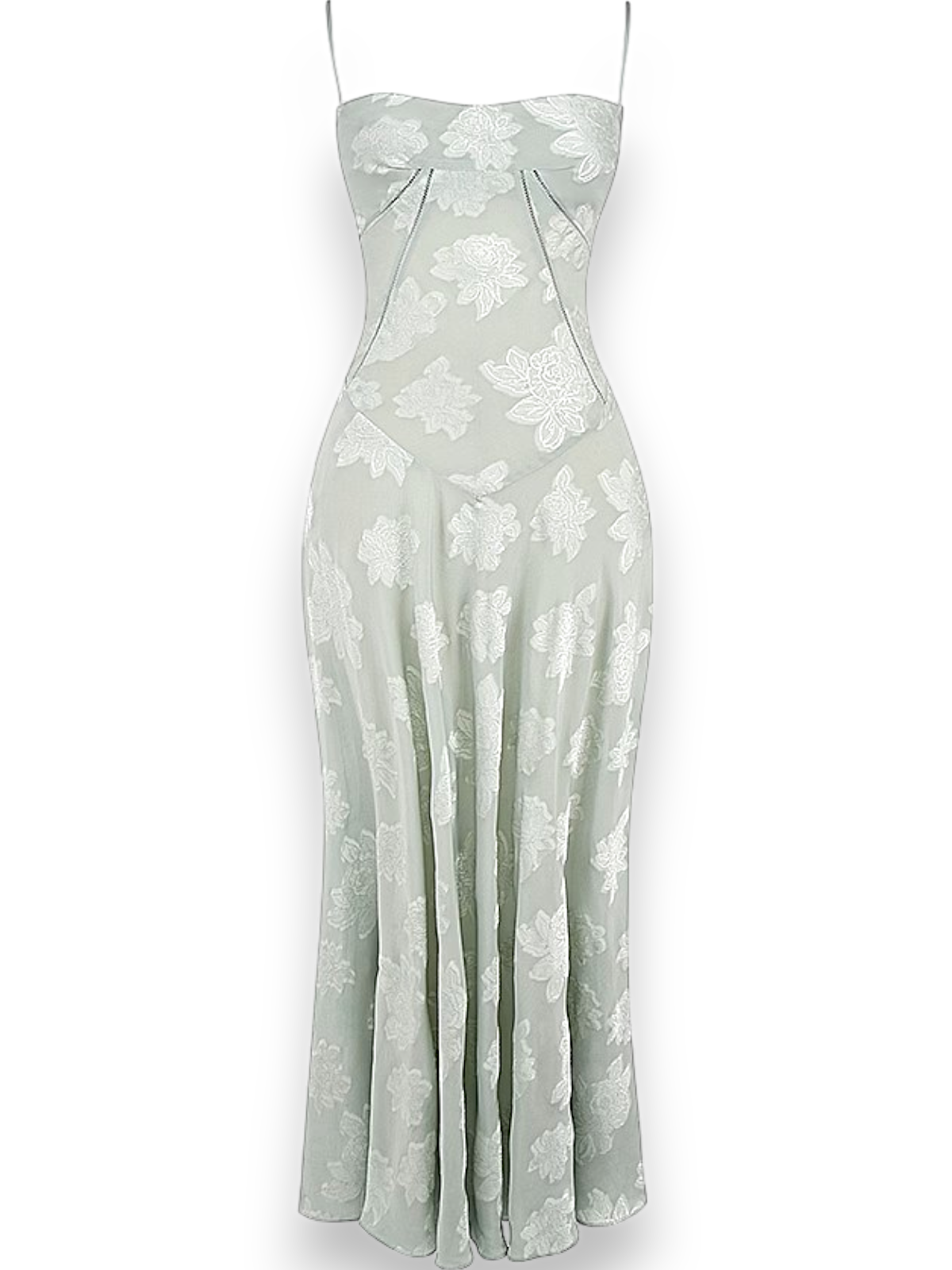 Amara Blossom Green Floral Vintage Gown