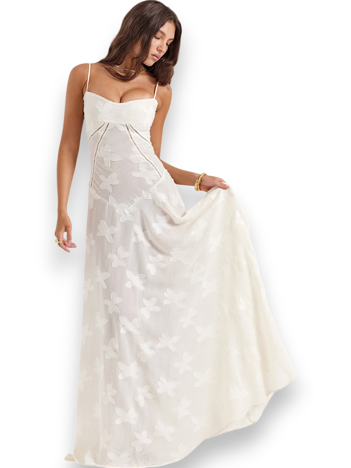 Amara Blossom White Floral Vintage Gown
