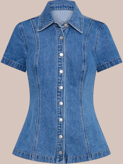 Marvelle Denim Button-Up Skirt Set