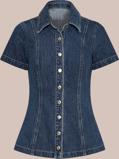Marvelle Denim Button-Up Skirt Set