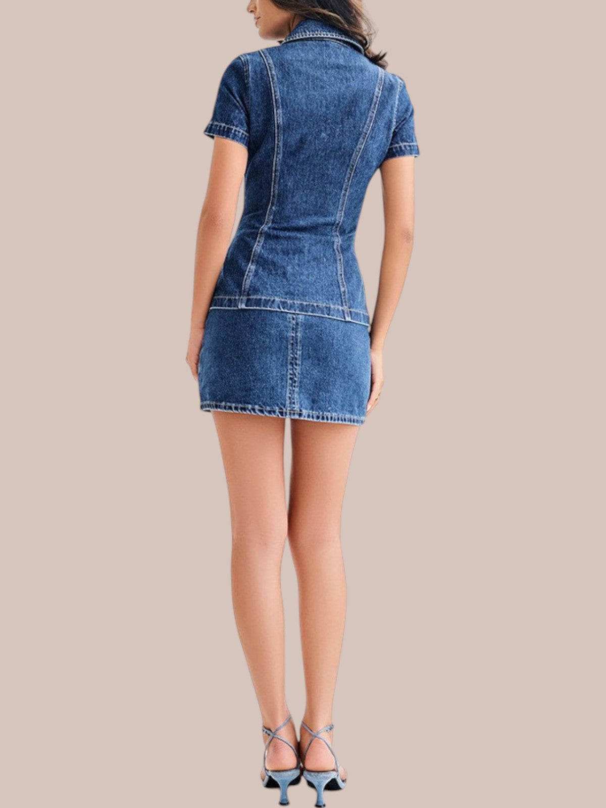 Marvelle Denim Button-Up Skirt Set