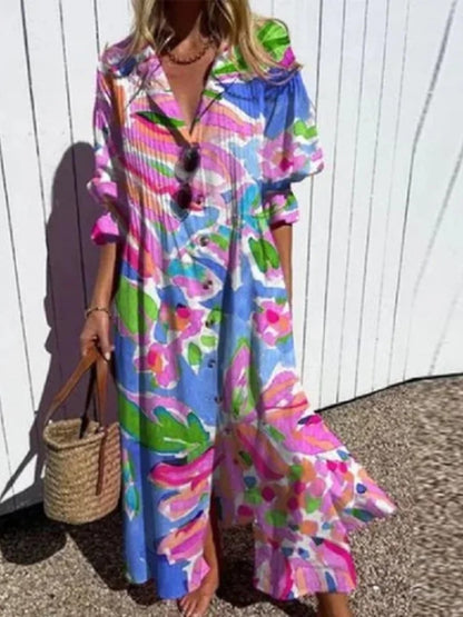 Cassidy - Boho Beauty Puff Sleeve Maxi Dress