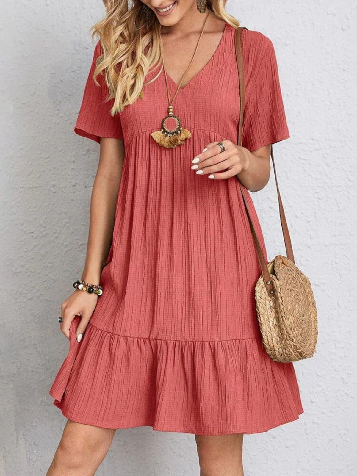 Hadley - Boho Chic Ruffle Hem Mini Dress