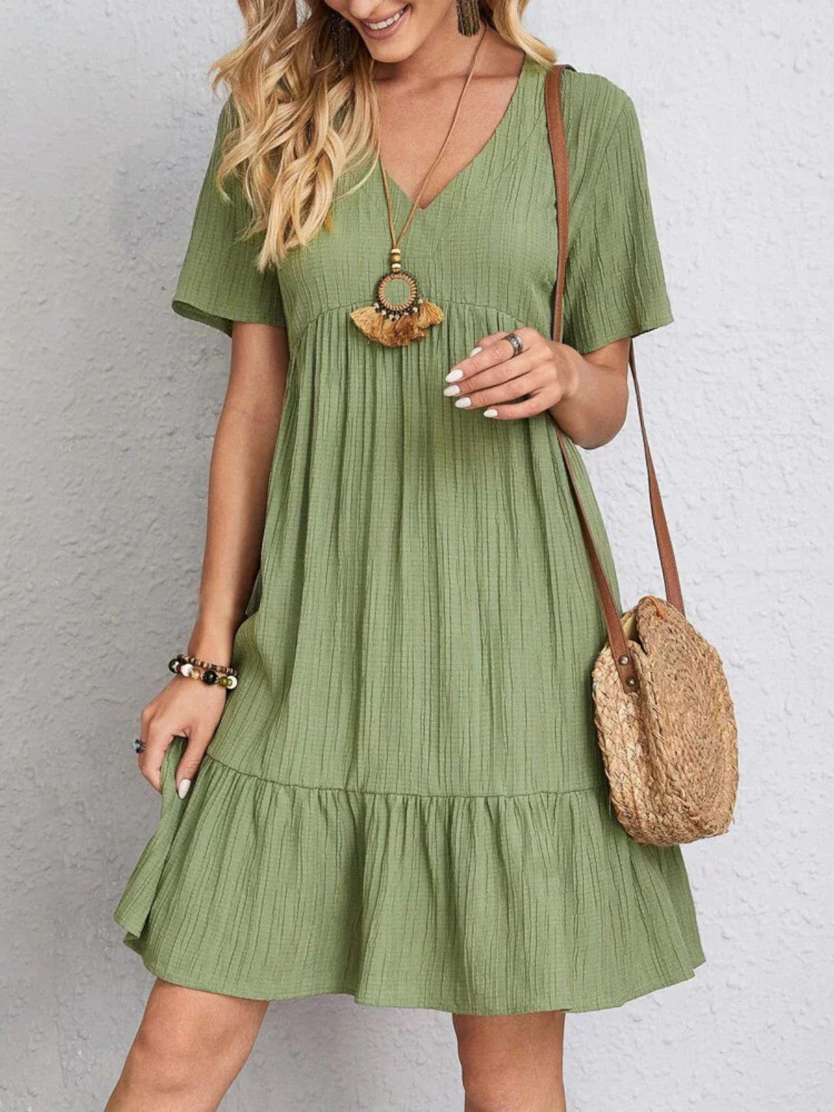 Hadley - Boho Chic Ruffle Hem Mini Dress