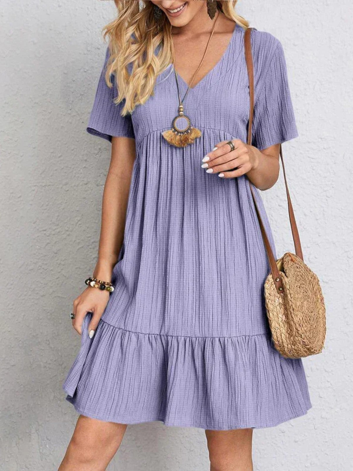 Hadley - Boho Chic Ruffle Hem Mini Dress