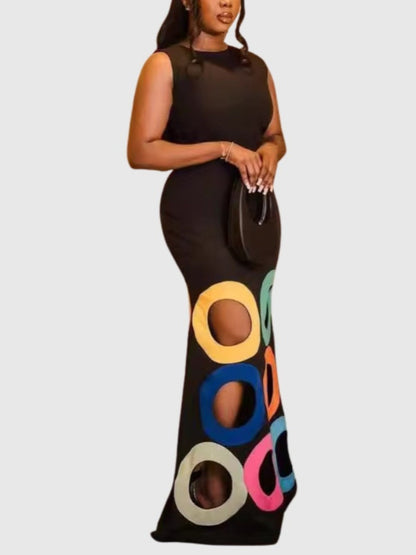 Anya - Colorful Hollow Out Bodycon Maxi Dress