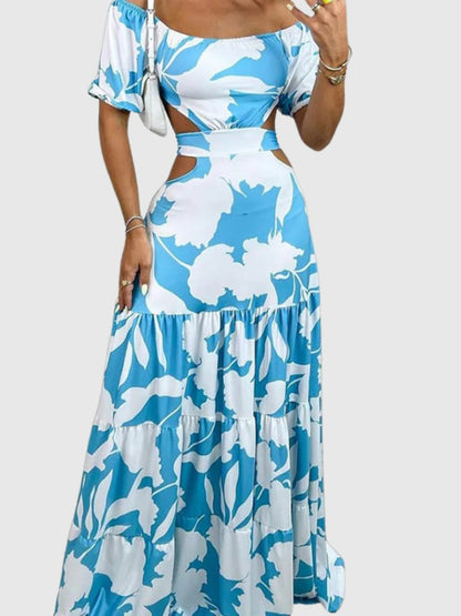 Arden - Elegant Irregular Grain Cut-Out Style Midi Dress