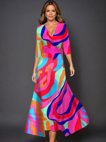 Zoe - Classic Floral V-Neck Maxi Dress