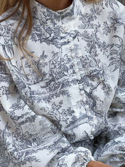 Sophia Ink Print Tie A-Line Dress