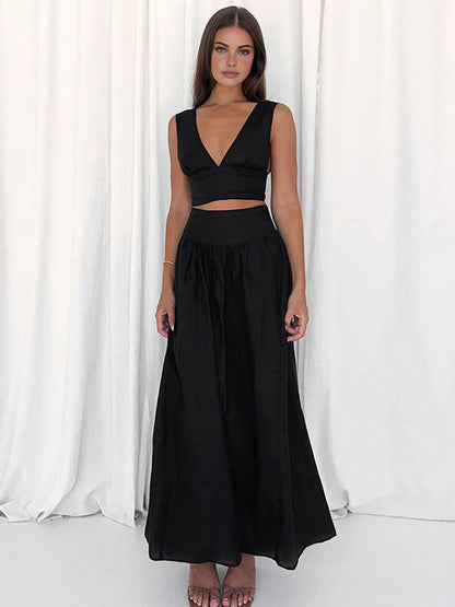 Kaia V-Neck Skirt Set