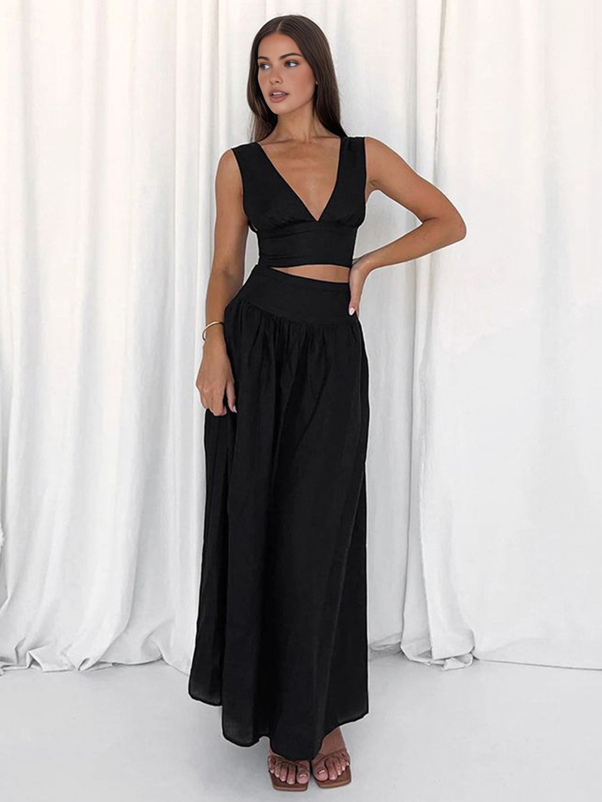 Kaia V-Neck Skirt Set
