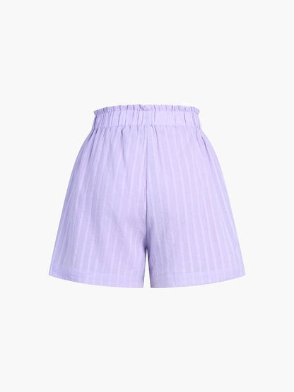 Mira Cotton Pinstripe Long-Sleeve Shorts Set