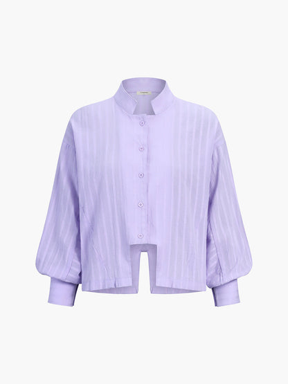 Mira Cotton Pinstripe Long-Sleeve Shorts Set