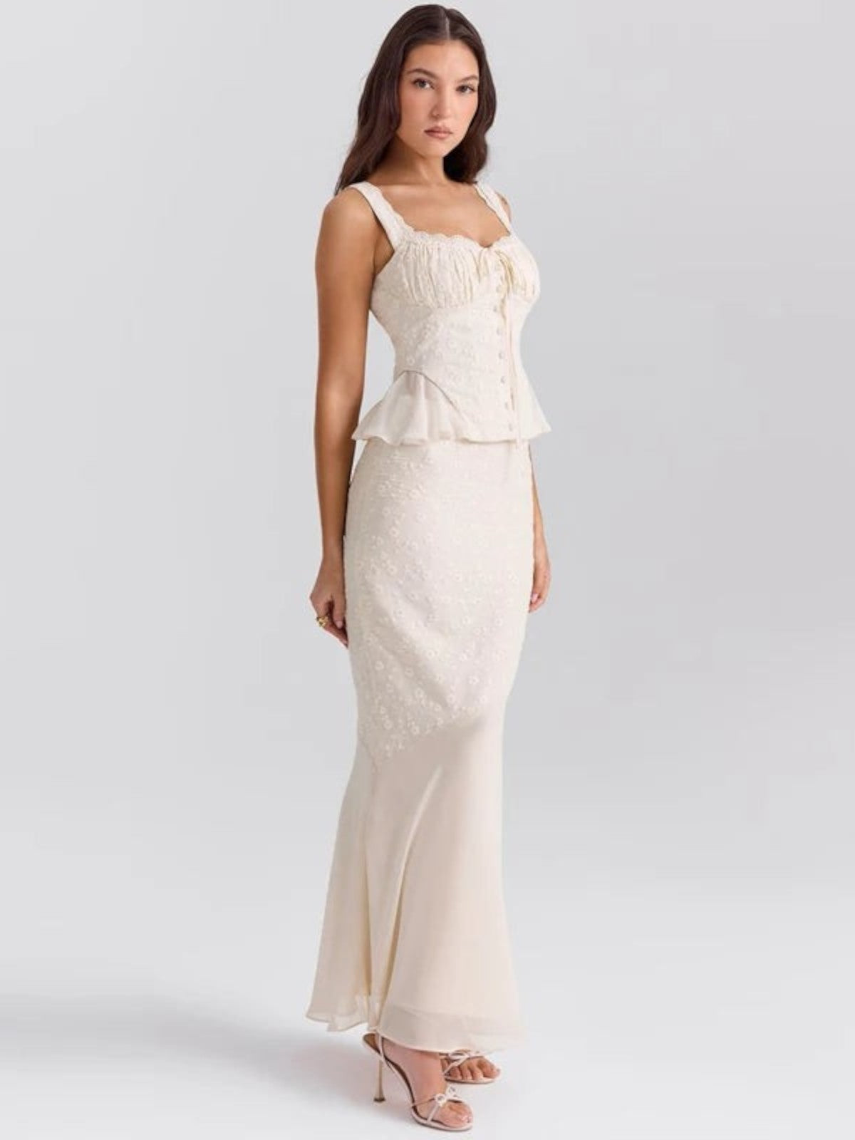 Sophie Lace Peplum Maxi Dress