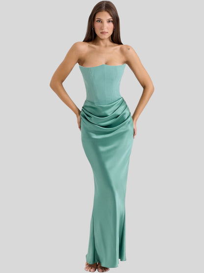 Lara Satin Crepe Strapless Evening Gown