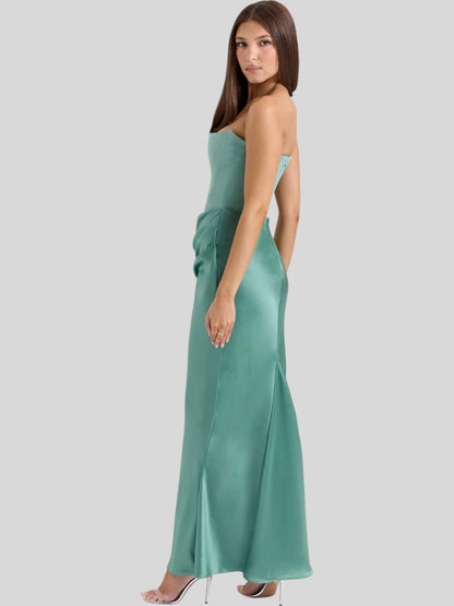 Lara Satin Crepe Strapless Evening Gown