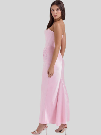 Lara Satin Crepe Strapless Evening Gown