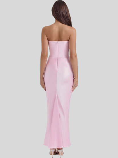 Lara Satin Crepe Strapless Evening Gown