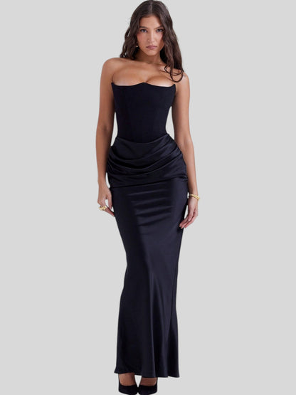 Lara Satin Crepe Strapless Evening Gown
