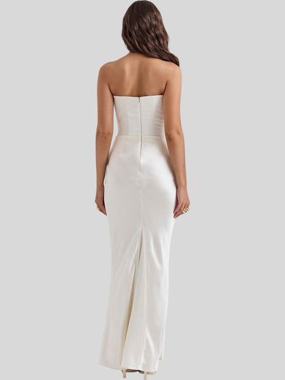 Lara Satin Crepe Strapless Evening Gown