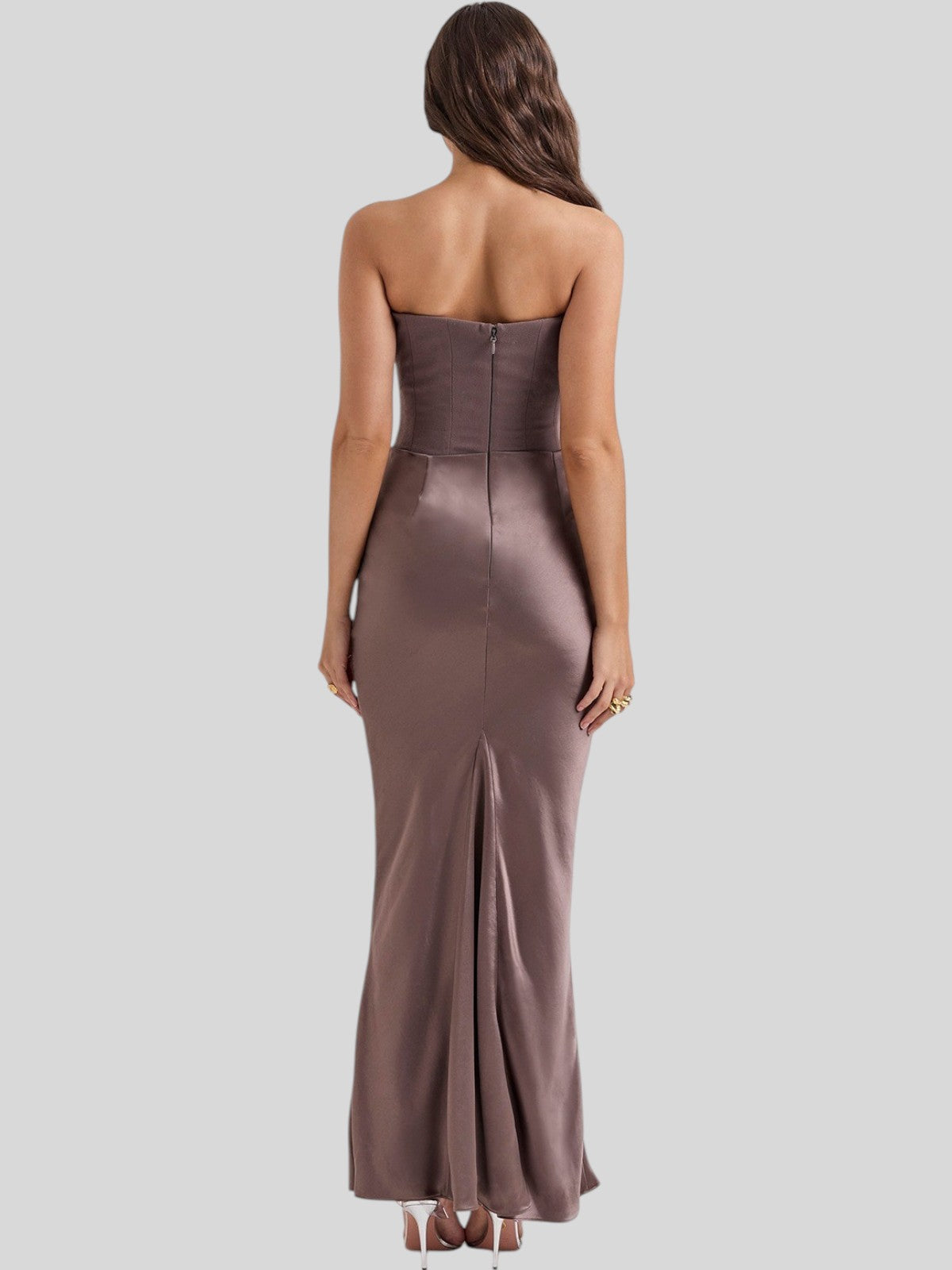 Lara Satin Crepe Strapless Evening Gown