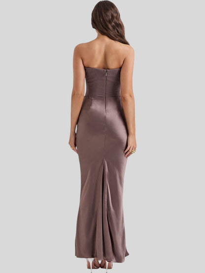 Lara Satin Crepe Strapless Evening Gown