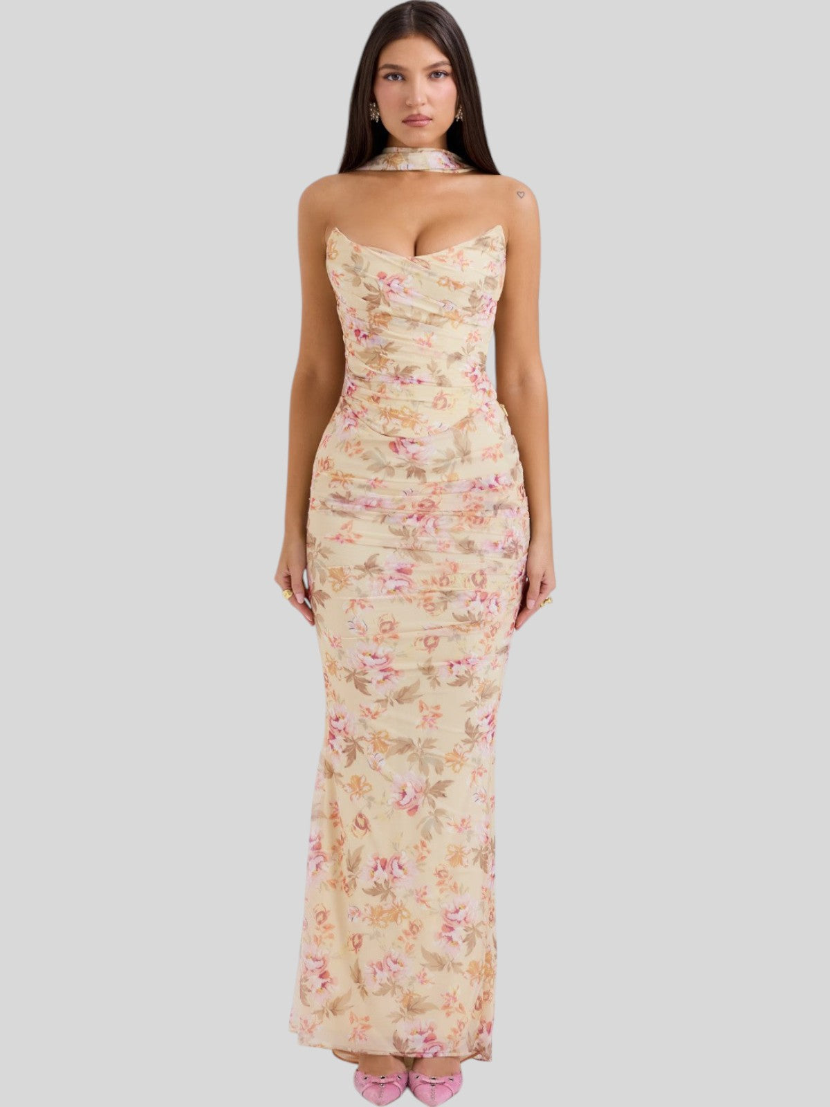 Isla Satin Crepe Corset Evening Gown