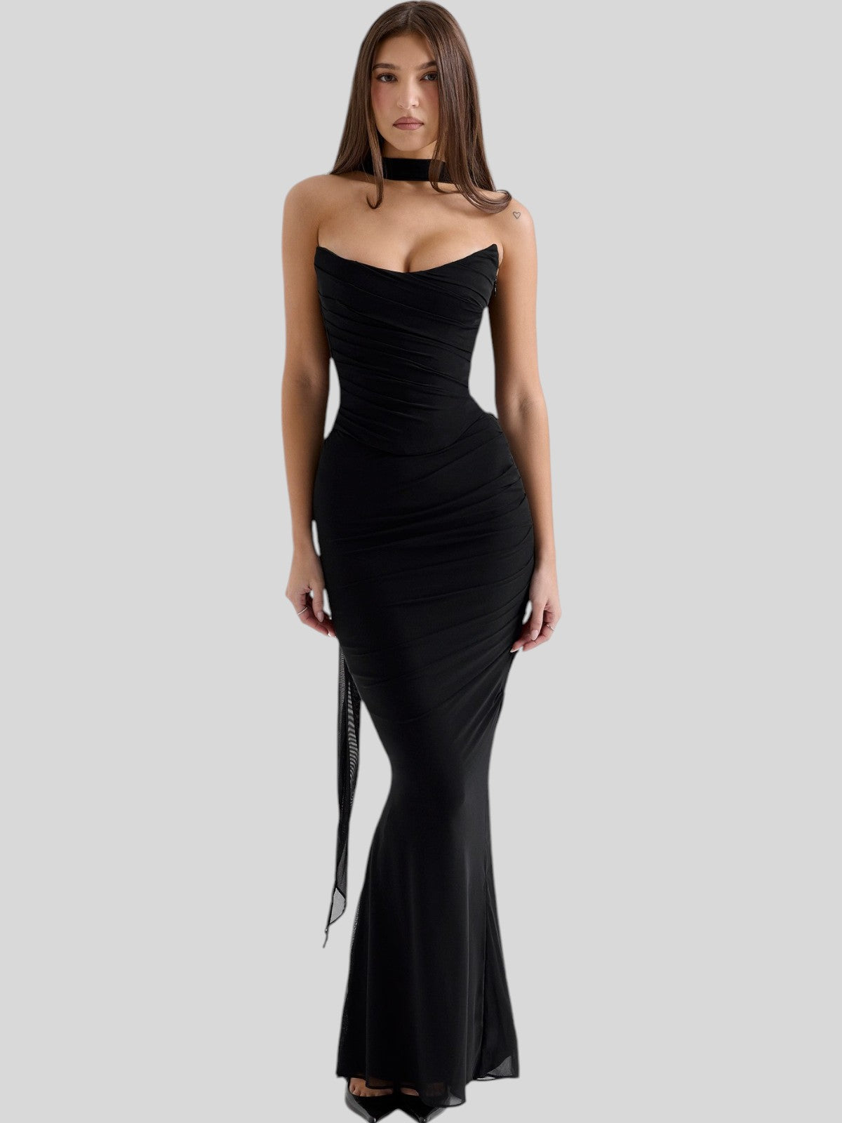 Isla Satin Crepe Corset Evening Gown